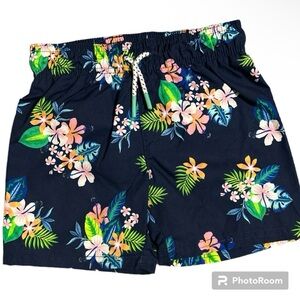 Cat & Jack Boys Tropical Swim Trunks – Navy Floral Print Board Shorts 3T